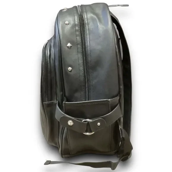 Miss Me Heather Ikat Embroidered Sequin Studded Black Faux Leather Backpack - Picture 3 of 12